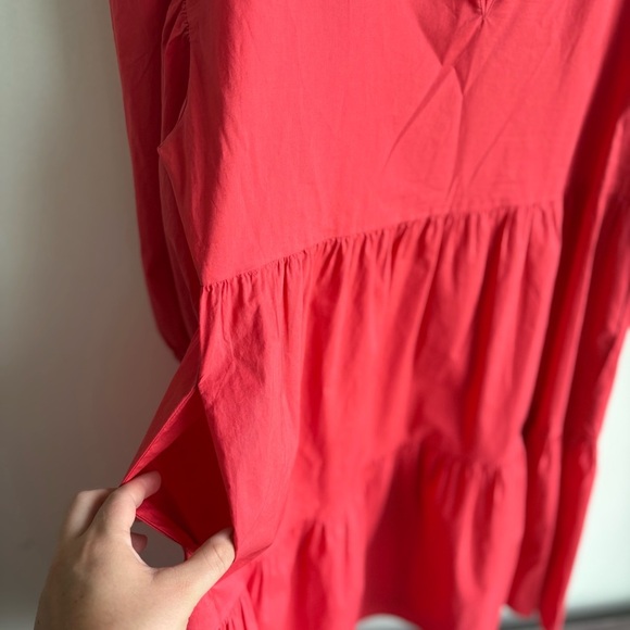 EVEREVE Sundry The Anywhere Babydoll Dress 3 Red Tiered Balloon Sleeves Cottage - Picture 8 of 11